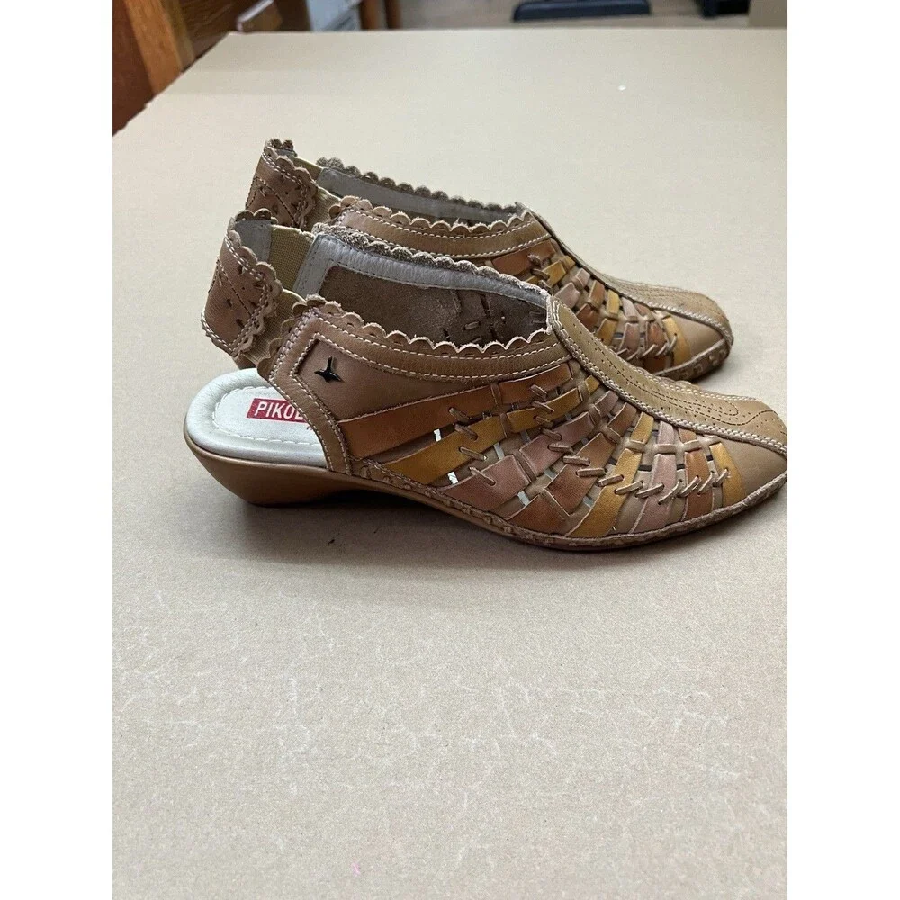 Pikolinos Woven Leather Huarache Slingback Wedge Multicolor EU 39 US 8.5-9 NWOT